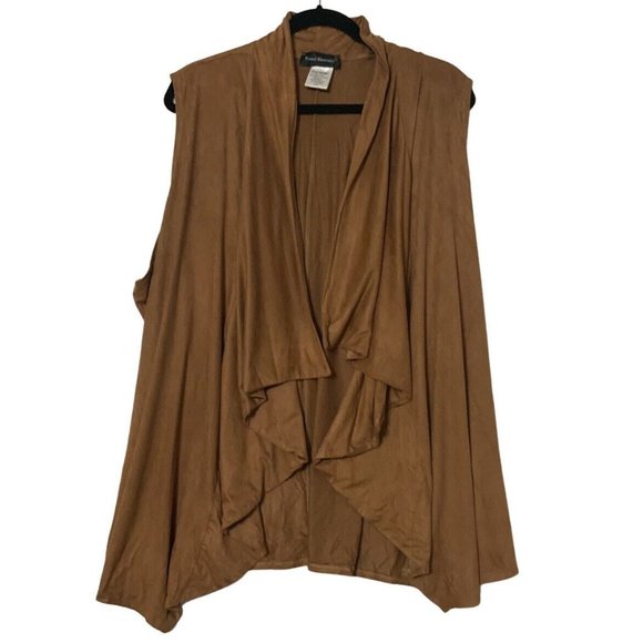 Travel Elements Cardigan Jacket Womens Plus Size 2X Suede Look Sleeveless Solid - Picture 1 of 10
